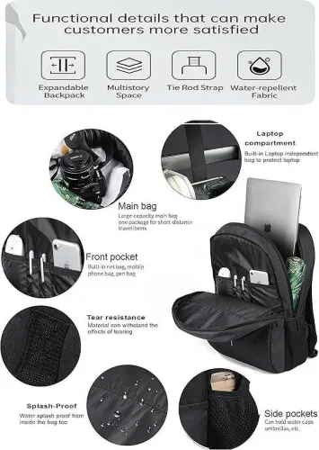 Image of WESLEY Zeus 35L Laptop Backpack (Black)