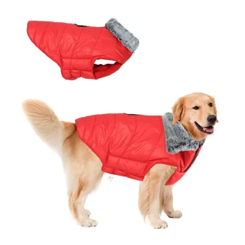 Image of Western Era Dog Winter Fur Coat Waterproof Warm Cold Weather Jacket Stylish Vest