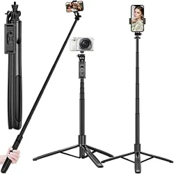 WHEELZ&MOUNTZ Long Selfie Stick Tripod Extra-Long Selfie Stick with Tripod Stand Upto 61 inch/156 cm Camera Stick Portable Selfie Stick for vlogging, Video Recording, Live Streaming