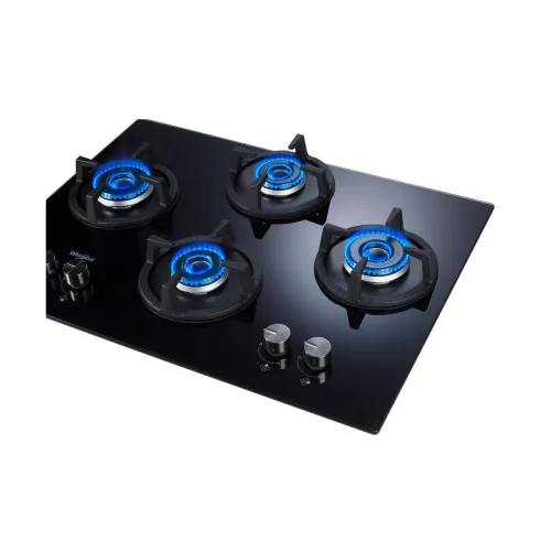 Image of Whirlpool 4 Burner Crystal Glass Auto Ignition Gas Hob Black