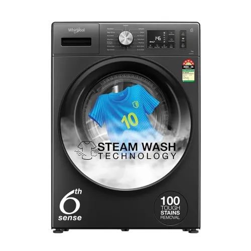 Image of Whirlpool 7 Kg 5 Star Inverter Front Load Washing Machine with In-Built Heater (SUPREME CARE 7012 -E, Midnight Grey, 100