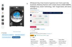 Whirlpool 8KG 5-Star Inverter Front Load Washing Machine