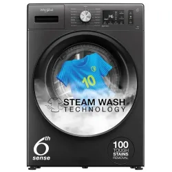 Whirlpool 8 Kg 5 Star Inverter Supreme Care Front Load Fully Automatic Washing Machine with In-Built Heater (XS8014BWME,