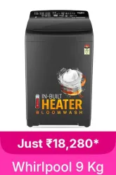 Whirlpool 9 Kg Washing Machines @ ₹18280  on Flipkart big Billion Days Sale