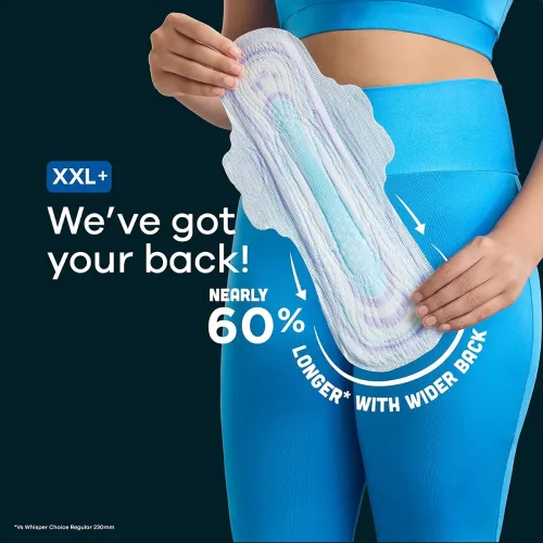 Image of Whisper Bindazzz Nights 16 XXL+ Sanitary Pads, Upto 0% Leaks All Night Long, For Very Heavy Flow, 