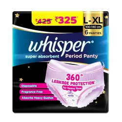 Whisper Period Panty L-XL | 6 Pants | 360° Leak Protection