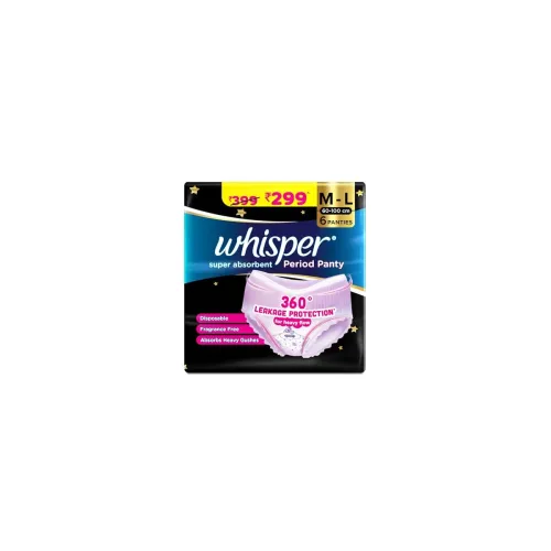 Image of Whisper Super Absorbent Period Panty (M-L, Pack of 6)