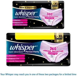 Whisper Super Absorbent  Period Panty L-XL Sanitary Pad (Pack of 12)