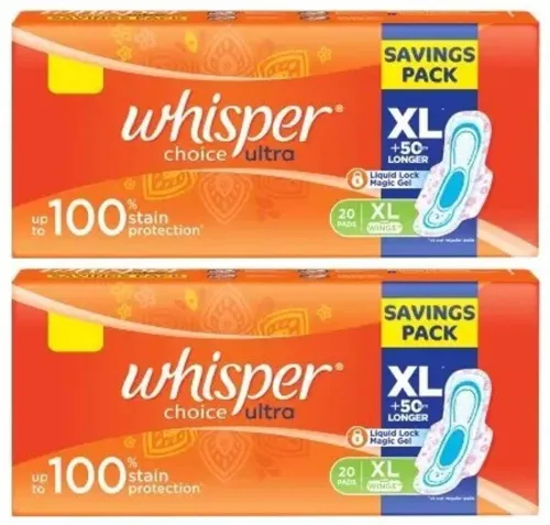 Image of Whisper XL Sanitary Pads 20+20 (Pack 40)