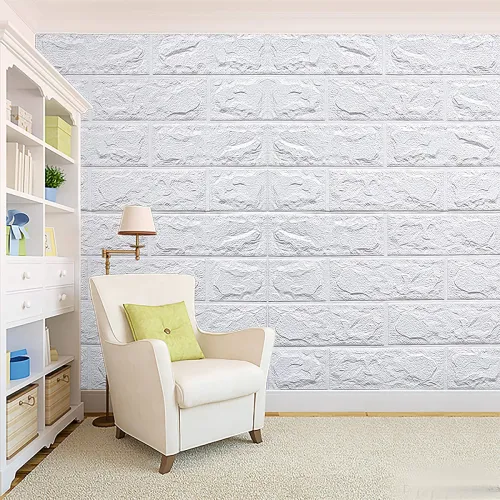 Image of White Brick Textured Peel and Stick Wallpaper