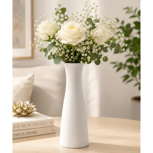Image of White Ceramic Flower Vase