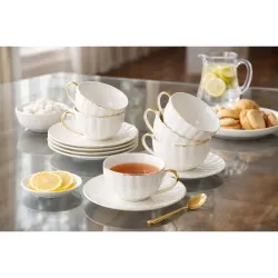 White Gold Rim Tea Cups 