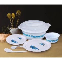 White Opalware Dinner Set with Blue Floral Pattern 36-Piece Serving Set