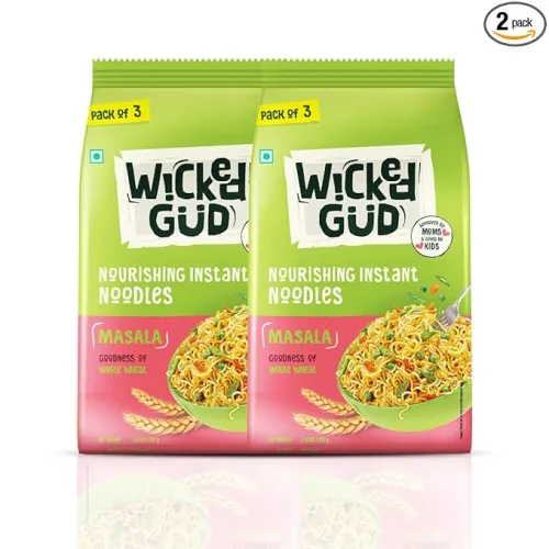 Image of WickedGud Masala Noodles, Whole Wheat Pack of 2 (207g Each)