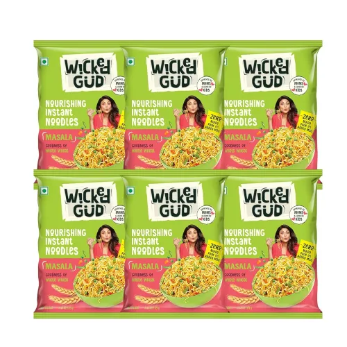 Image of WickedGud Masala Whole Wheat Noodles (Pack of 6)