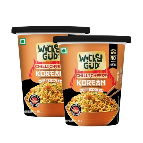Image of Wickedgud Chilli Cheese Korean Instant Cup Noodles, Pack of 2 * 74g