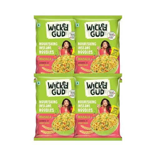 Image of WickedGud Nourishing Masala Instant Noodles, Pack of (69 gm x 4)| Healthy Noodles | Whole Wheat | Whole Wheat | No Maida