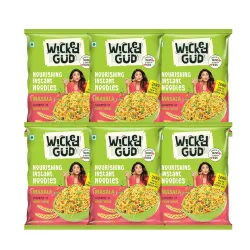 WickedGud Nourishing Masala Instant Noodles, Pack of (69 gm x 6)| Healthy Noodles | Whole Wheat | Whole Wheat | No Maida