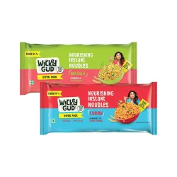 Wickedgud Whole Wheat Masala & Curry Noodles 240g Pack of 2| No Maida | No Palm Oil | Source of Protein