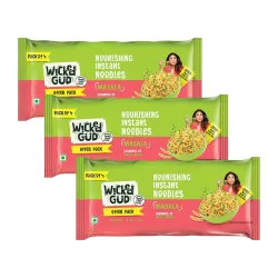 Wickedgud Whole Wheat Masala Noodles 240g (Pack of 4) x 3 | No Maida | No Palm Oil | Source of Protein