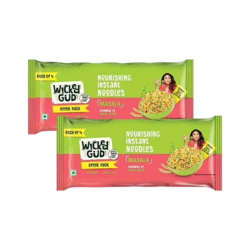 Image of Wickedgud Whole Wheat Masala Noodles (240g, Pack4)