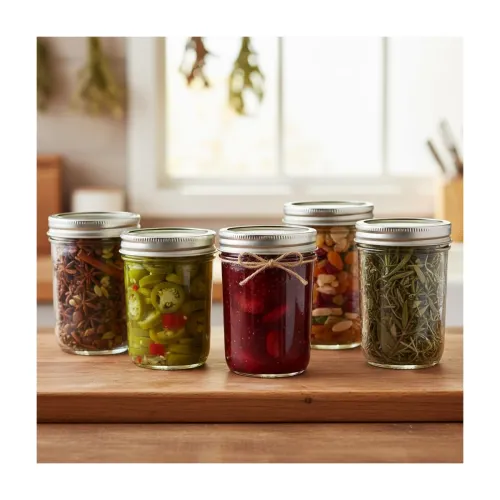 Image of Wide Mouth Glass Jar 500ml Set of 5