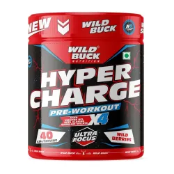 WILD BUCK Hyper Charge Pre-X4 Hardcore Pre-Workout Supplement Powder 