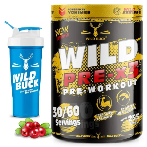 Image of WILD BUCK Wild Pre-X3 Hardcore Pre-Workout Supplement With Creatine Monohydrate,Arginine Aakg,Beta-Alanine,Pump -For Men