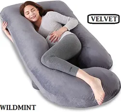 WILD MINT Polyester Fibre Pregnancy Pillow Pack of 1 Solid J Shape