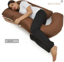 WILD MINT Polyester Fibre Pregnancy Pillow Pack of 1 Solid (Brown)