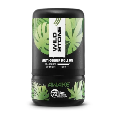 Image of Wild Stone Awake Anti-Odour Roll On For Men, 50ml | Up to 72-Hour Odour Control | Enriched with Matcha tea and chamomile