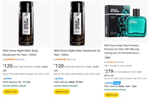 Image of Wild Stone Beauty Products upto 60% Discount | Starting at ₹120