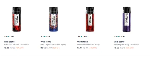 Image of Wild Stone Deodorant Starting @ ₹65
