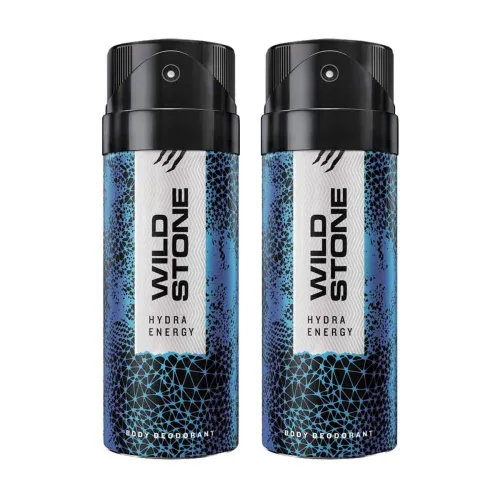 Image of Wild Stone Hydra Energy Deodorants For Men, Long Lasting Strong Masculine Fragrance, Pack Of 2 (150Ml Each) - Spray