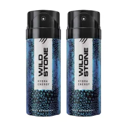 Wild Stone Hydra Energy Deodorants For Men, Long Lasting Strong Masculine Fragrance, Pack Of 2 (150Ml Each) - Spray