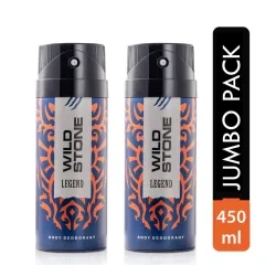 Wild Stone Legend Deodorants for Men, Long Lasting Masculine Body Spray, Pack of 2 (225ml each)