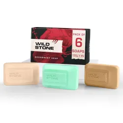 Wild Stone Ultra Sensual, Forest Spice and Musk Soaps for Bath, (Pack of 6, 100gm each) | Grade 1 soaps 