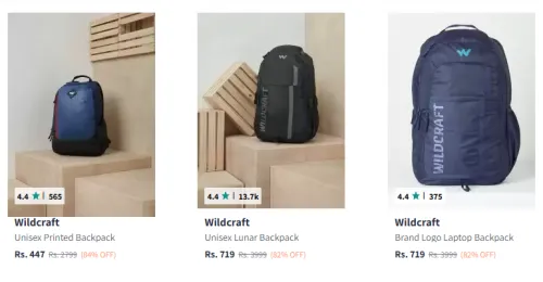 Image of Wildcraft Backpacks at Minimum 85% Discount