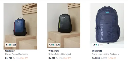 Image of Wildcraft Backpacks upto 74% Discount