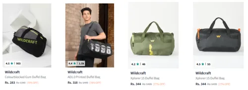 Image of Wildcraft Duffel Bag upto 79% Discount | Starting at ₹283
