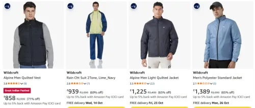 Image of Wildcraft Men's Jacket at minimum 70% Discount