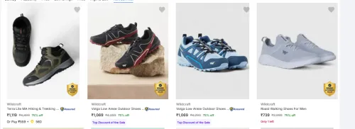 Image of Wildcraft Men’s Sports Shoes at minimum 75% Discount