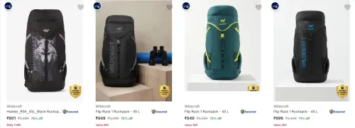 Image of Wildcraft Rucksacks at minimum 71% Discount