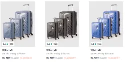 Wildcraft Set Of 3 Onyx Lite Trolley Suitcases @ ₹4099