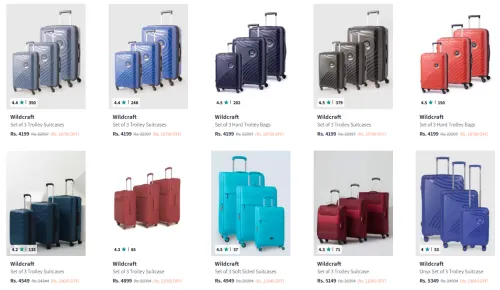 Image of Wildcraft Set of 3 Trolley Suitcases starting @ ₹4199