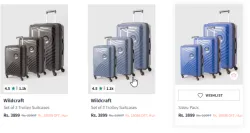 Wildcraft Set of 3 Trolley Suitcases At Starting @ ₹3899