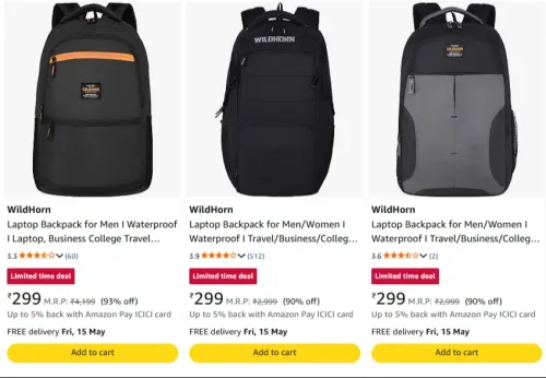 Image of WildHorn Backpack at minimum 90% Discount