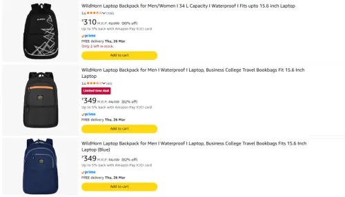 Image of WildHorn Backpack starting @ ₹310