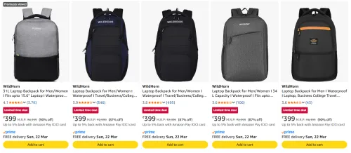 Image of WildHorn Backpack upto 92% Discount