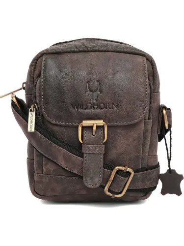 Image of WILDHORN Brown Sling Bag Genuine Leather Sling Bag for Men
